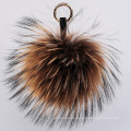 Colorful 15CM Fluffy Genuine Raccoon Fur Keychain Women Bag Pendant Ball Keyring Handbag Pompom Keychain Jewelry